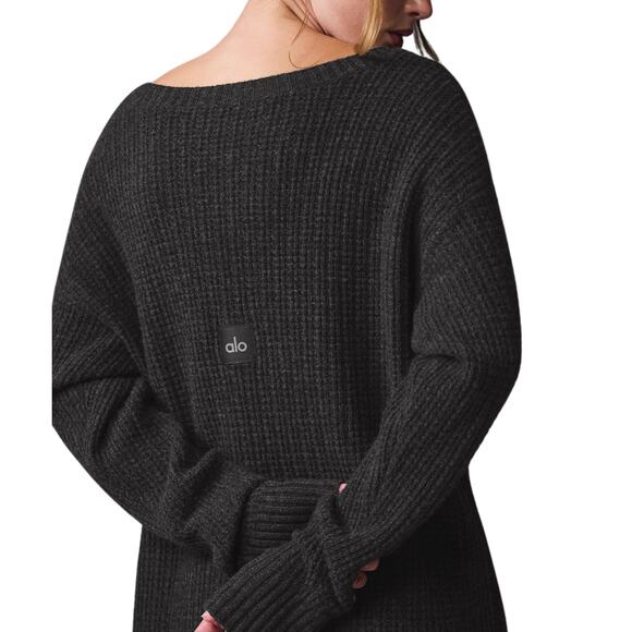 Alo Yoga Cashmere Plush Waffle Dress Dark Heather Grey Size XXS NWT Retail $398 - Picture 3 of 7